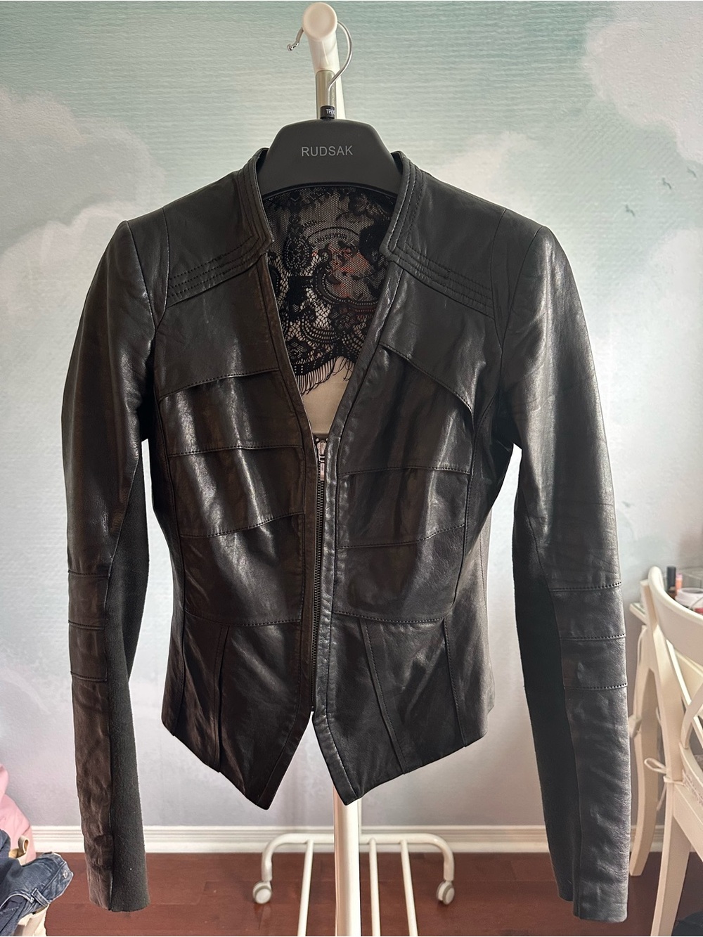 Danier « blink by Danier » Women's Black Leather Jacket with Lace Trim